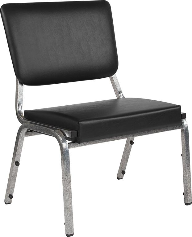 Flash Furniture HERCULES Series 1500 lb. Rated Black Antimicrobial Vinyl Bariatric Chair with 3/4 Panel Back and Silver Vein Frame - XU-DG-60442-660-2-BV-GG