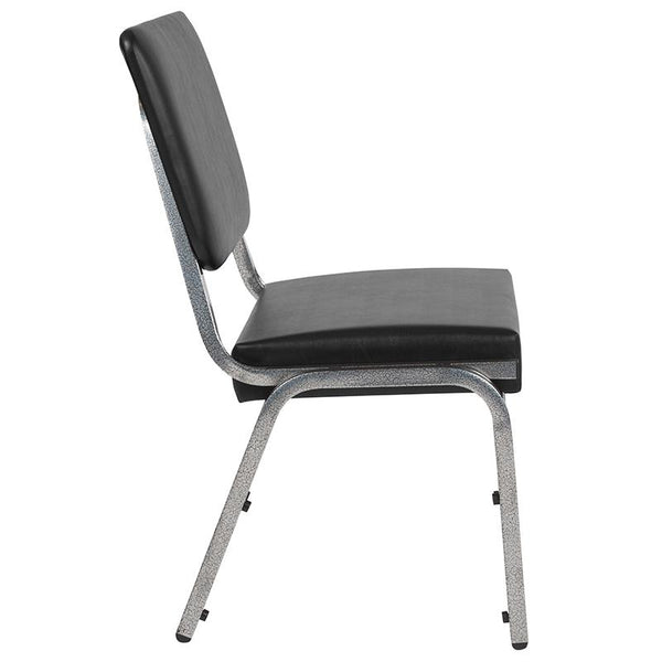 Flash Furniture HERCULES Series 1500 lb. Rated Black Antimicrobial Vinyl Bariatric Chair with 3/4 Panel Back and Silver Vein Frame - XU-DG-60442-660-2-BV-GG