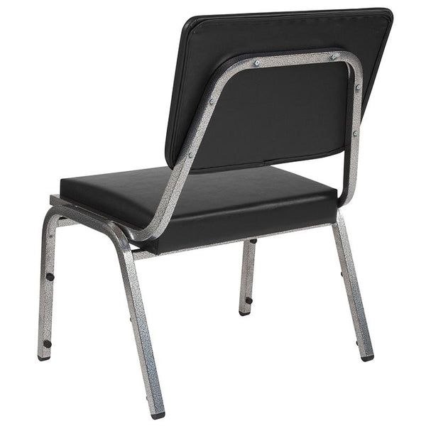 Flash Furniture HERCULES Series 1500 lb. Rated Black Antimicrobial Vinyl Bariatric Chair with 3/4 Panel Back and Silver Vein Frame - XU-DG-60442-660-2-BV-GG