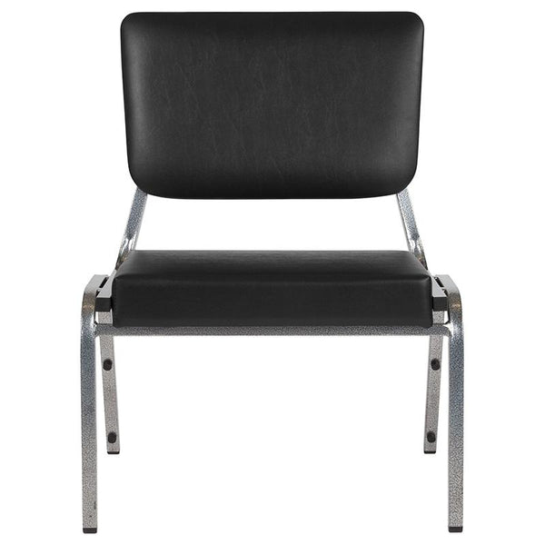 Flash Furniture HERCULES Series 1500 lb. Rated Black Antimicrobial Vinyl Bariatric Chair with 3/4 Panel Back and Silver Vein Frame - XU-DG-60442-660-2-BV-GG