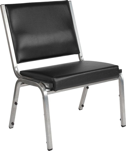 Flash Furniture HERCULES Series 1500 lb. Rated Black Antimicrobial Vinyl Bariatric Chair with Silver Vein Frame - XU-DG-60442-660-1-BV-GG