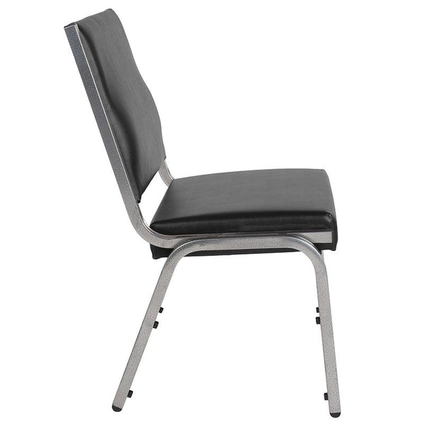 Flash Furniture HERCULES Series 1500 lb. Rated Black Antimicrobial Vinyl Bariatric Chair with Silver Vein Frame - XU-DG-60442-660-1-BV-GG