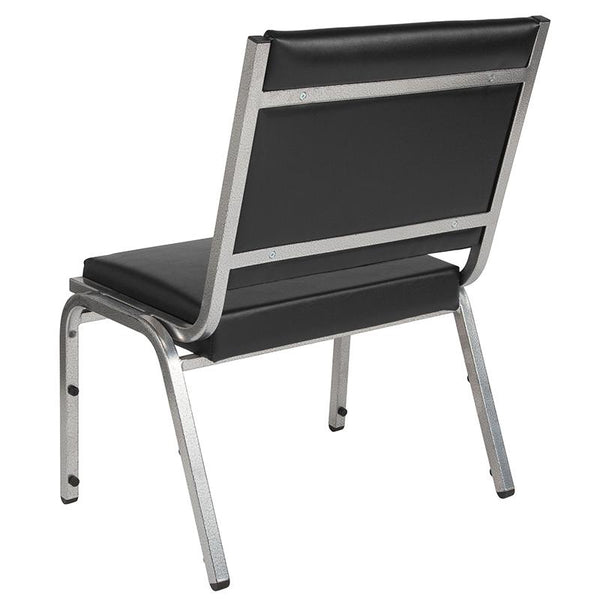 Flash Furniture HERCULES Series 1500 lb. Rated Black Antimicrobial Vinyl Bariatric Chair with Silver Vein Frame - XU-DG-60442-660-1-BV-GG