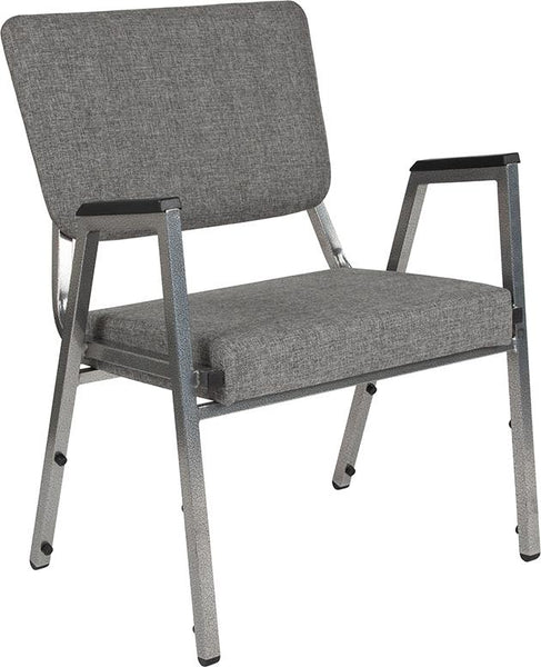 Flash Furniture HERCULES Series 1500 lb. Rated Gray Antimicrobial Fabric Bariatric Arm Chair with 3/4 Panel Back and Silver Vein Frame - XU-DG-60443-670-2-GY-GG