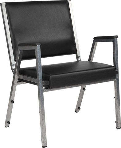 Flash Furniture HERCULES Series 1500 lb. Rated Black Antimicrobial Vinyl Bariatric Arm Chair with Silver Vein Frame - XU-DG-60443-670-1-BK-VY-GG