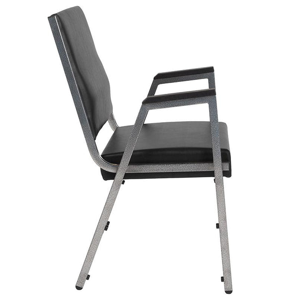 Flash Furniture HERCULES Series 1500 lb. Rated Black Antimicrobial Vinyl Bariatric Arm Chair with Silver Vein Frame - XU-DG-60443-670-1-BK-VY-GG