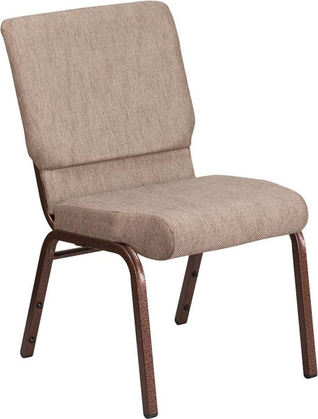 Flash Furniture HERCULES Series 18.5''W Stacking Church Chair in Beige Fabric - Copper Vein Frame - FD-CH02185-CV-BGE1-GG