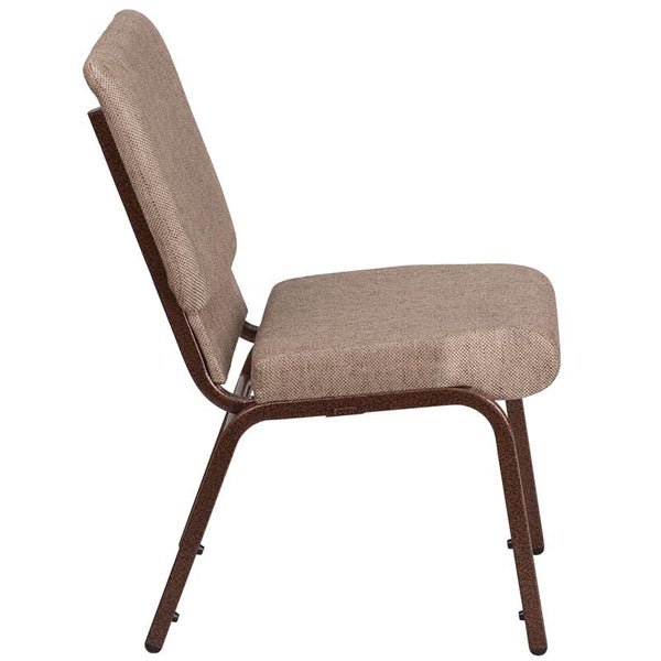 Flash Furniture HERCULES Series 18.5''W Stacking Church Chair in Beige Fabric - Copper Vein Frame - FD-CH02185-CV-BGE1-GG