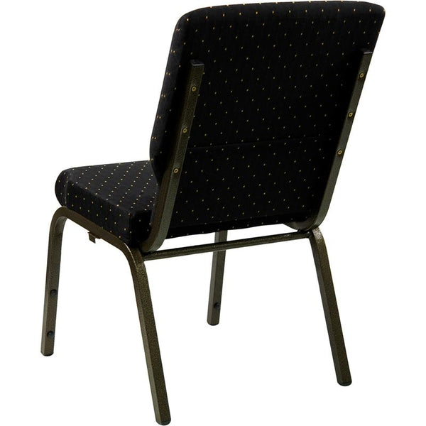 Flash Furniture HERCULES Series 18.5''W Stacking Church Chair in Black Dot Patterned Fabric - Gold Vein Frame - XU-CH-60096-BK-GG