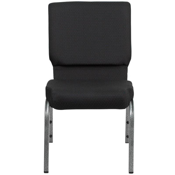 Flash Furniture HERCULES Series 18.5''W Stacking Church Chair in Black Patterned Fabric - Silver Vein Frame - FD-CH02185-SV-JP02-GG