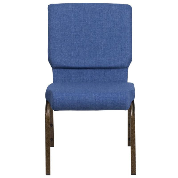 Flash Furniture HERCULES Series 18.5''W Stacking Church Chair in Blue Fabric - Gold Vein Frame - FD-CH02185-GV-BLUE-GG