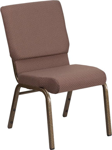 Flash Furniture HERCULES Series 18.5''W Stacking Church Chair in Brown Dot Fabric - Gold Vein Frame - FD-CH02185-GV-BNDOT-GG