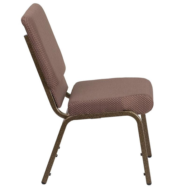 Flash Furniture HERCULES Series 18.5''W Stacking Church Chair in Brown Dot Fabric - Gold Vein Frame - FD-CH02185-GV-BNDOT-GG