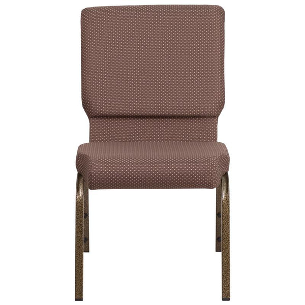 Flash Furniture HERCULES Series 18.5''W Stacking Church Chair in Brown Dot Fabric - Gold Vein Frame - FD-CH02185-GV-BNDOT-GG