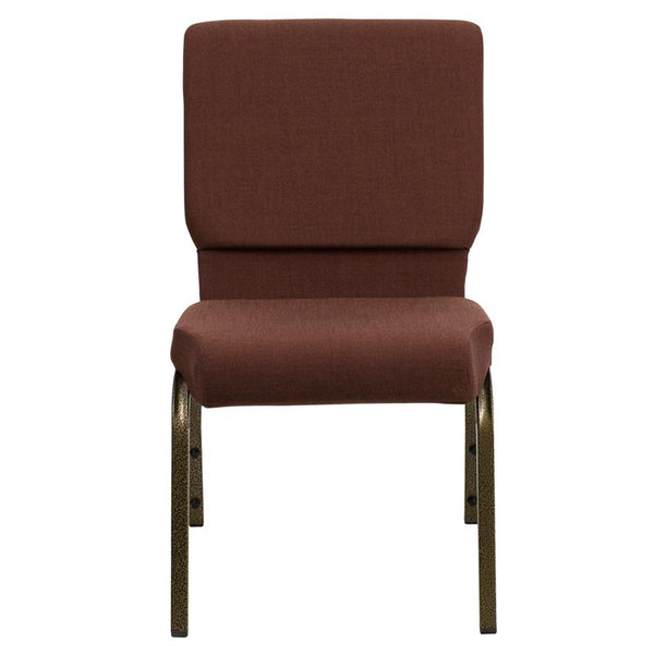 Flash Furniture HERCULES Series 18.5''W Stacking Church Chair in Brown Fabric - Gold Vein Frame - FD-CH02185-GV-10355-GG