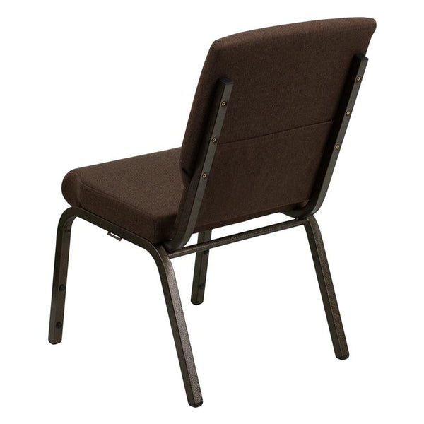 Flash Furniture HERCULES Series 18.5''W Stacking Church Chair in Brown Fabric - Gold Vein Frame - XU-CH-60096-BN-GG