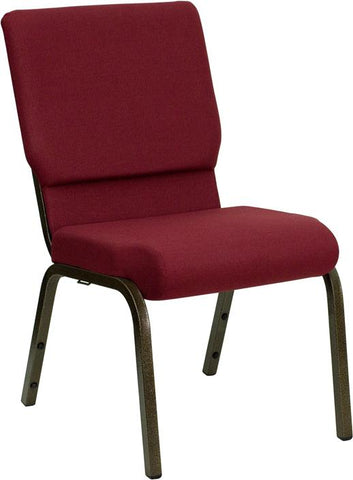 Flash Furniture HERCULES Series 18.5''W Stacking Church Chair in Burgundy Fabric - Gold Vein Frame - XU-CH-60096-BY-GG