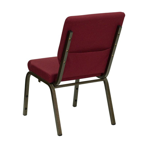 Flash Furniture HERCULES Series 18.5''W Stacking Church Chair in Burgundy Fabric - Gold Vein Frame - XU-CH-60096-BY-GG