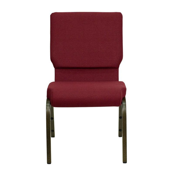 Flash Furniture HERCULES Series 18.5''W Stacking Church Chair in Burgundy Fabric - Gold Vein Frame - XU-CH-60096-BY-GG