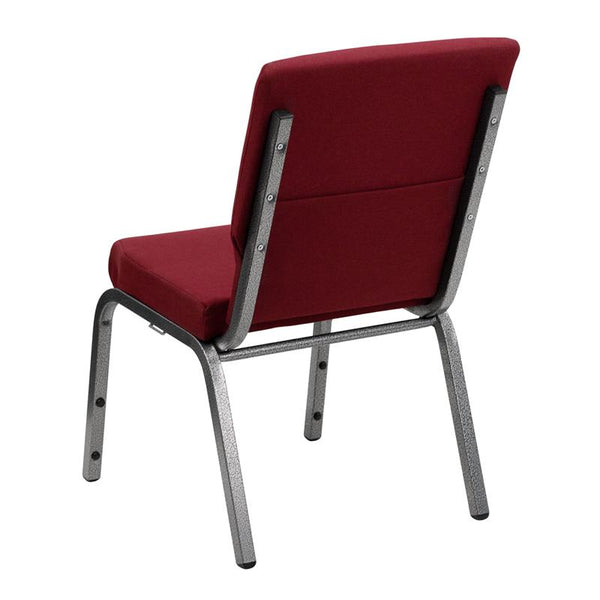 Flash Furniture HERCULES Series 18.5''W Stacking Church Chair in Burgundy Fabric - Silver Vein Frame - XU-CH-60096-BY-SILV-GG