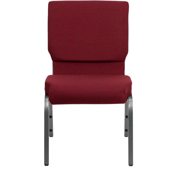 Flash Furniture HERCULES Series 18.5''W Stacking Church Chair in Burgundy Fabric - Silver Vein Frame - XU-CH-60096-BY-SILV-GG