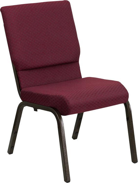 Flash Furniture HERCULES Series 18.5''W Stacking Church Chair in Burgundy Patterned Fabric - Gold Vein Frame - XU-CH-60096-BYXY56-GG