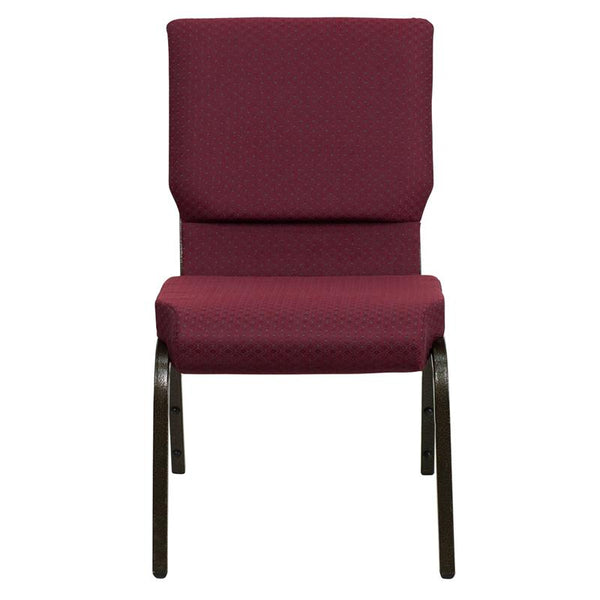 Flash Furniture HERCULES Series 18.5''W Stacking Church Chair in Burgundy Patterned Fabric - Gold Vein Frame - XU-CH-60096-BYXY56-GG