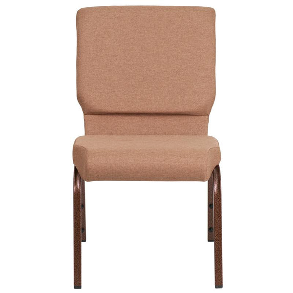 Flash Furniture HERCULES Series 18.5''W Stacking Church Chair in Caramel Fabric - Copper Vein Frame - FD-CH02185-CV-BN-GG