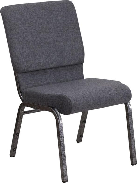 Flash Furniture HERCULES Series 18.5''W Stacking Church Chair in Dark Gray Fabric - Silver Vein Frame - FD-CH02185-SV-DKGY-GG