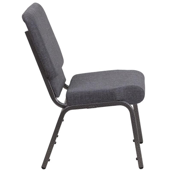 Flash Furniture HERCULES Series 18.5''W Stacking Church Chair in Dark Gray Fabric - Silver Vein Frame - FD-CH02185-SV-DKGY-GG