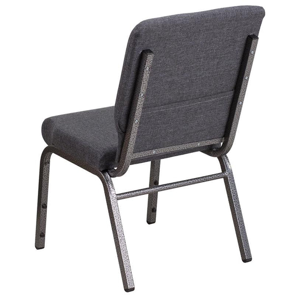 Flash Furniture HERCULES Series 18.5''W Stacking Church Chair in Dark Gray Fabric - Silver Vein Frame - FD-CH02185-SV-DKGY-GG