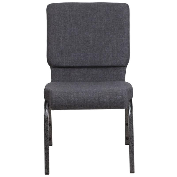 Flash Furniture HERCULES Series 18.5''W Stacking Church Chair in Dark Gray Fabric - Silver Vein Frame - FD-CH02185-SV-DKGY-GG