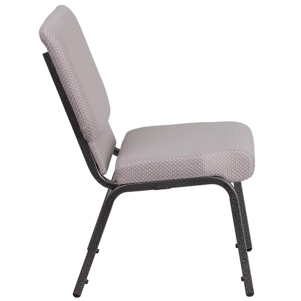 Flash Furniture HERCULES Series 18.5''W Stacking Church Chair in Gray Dot Fabric - Silver Vein Frame - FD-CH02185-SV-GYDOT-GG