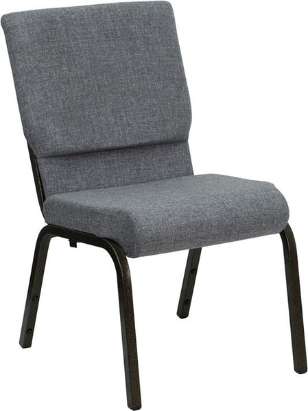 Flash Furniture HERCULES Series 18.5''W Stacking Church Chair in Gray Fabric - Gold Vein Frame - XU-CH-60096-BEIJING-GY-GG