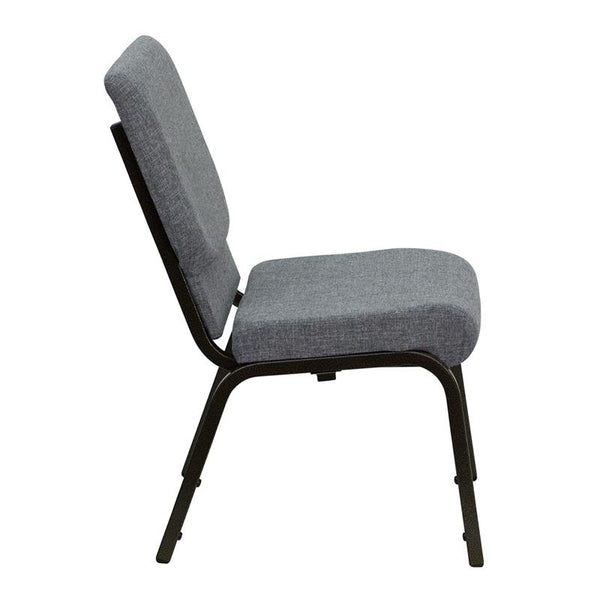 Flash Furniture HERCULES Series 18.5''W Stacking Church Chair in Gray Fabric - Gold Vein Frame - XU-CH-60096-BEIJING-GY-GG