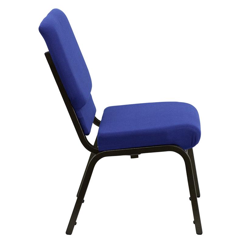 Flash Furniture HERCULES Series 18.5''W Stacking Church Chair in Navy Blue Fabric - Gold Vein Frame - XU-CH-60096-NVY-GG