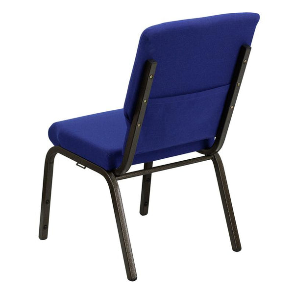 Flash Furniture HERCULES Series 18.5''W Stacking Church Chair in Navy Blue Fabric - Gold Vein Frame - XU-CH-60096-NVY-GG