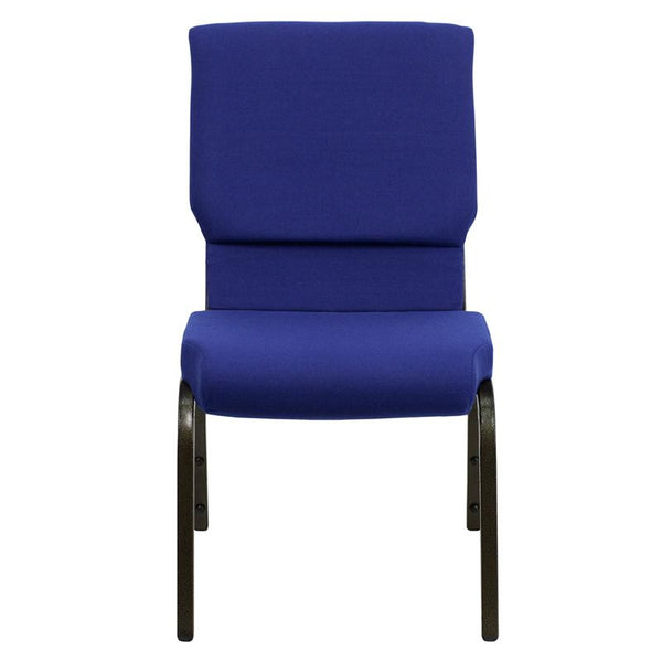 Flash Furniture HERCULES Series 18.5''W Stacking Church Chair in Navy Blue Fabric - Gold Vein Frame - XU-CH-60096-NVY-GG