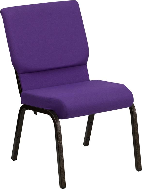 Flash Furniture HERCULES Series 18.5''W Stacking Church Chair in Purple Fabric - Gold Vein Frame - XU-CH-60096-PU-GG