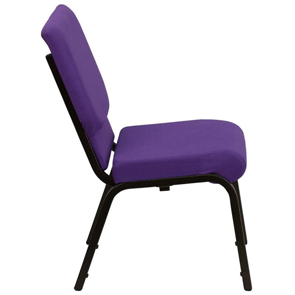 Flash Furniture HERCULES Series 18.5''W Stacking Church Chair in Purple Fabric - Gold Vein Frame - XU-CH-60096-PU-GG