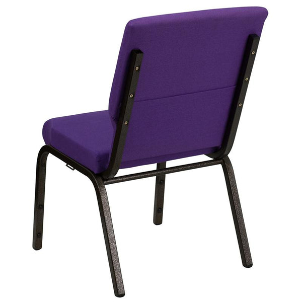 Flash Furniture HERCULES Series 18.5''W Stacking Church Chair in Purple Fabric - Gold Vein Frame - XU-CH-60096-PU-GG