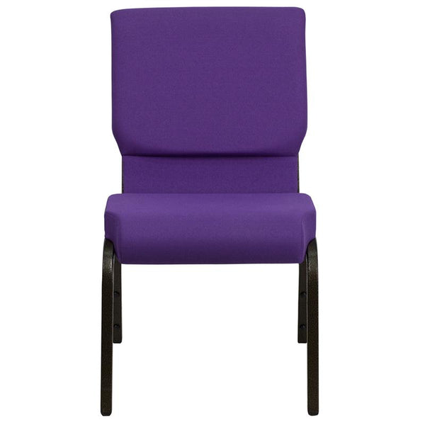 Flash Furniture HERCULES Series 18.5''W Stacking Church Chair in Purple Fabric - Gold Vein Frame - XU-CH-60096-PU-GG