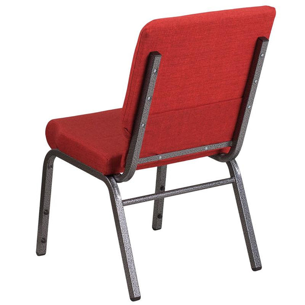 Flash Furniture HERCULES Series 18.5''W Stacking Church Chair in Red Fabric - Silver Vein Frame - FD-CH02185-SV-RED-GG