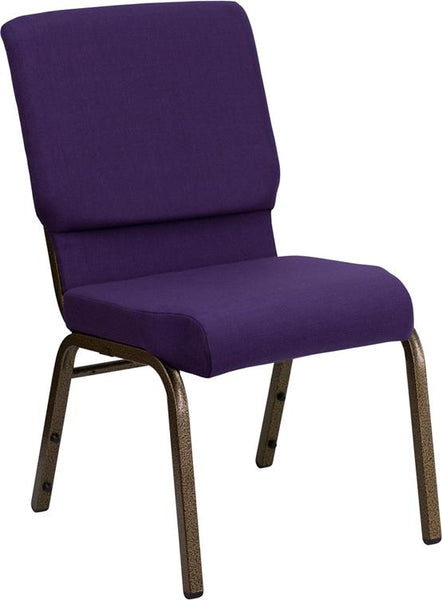 Flash Furniture HERCULES Series 18.5''W Stacking Church Chair in Royal Purple Fabric - Gold Vein Frame - FD-CH02185-GV-ROY-GG