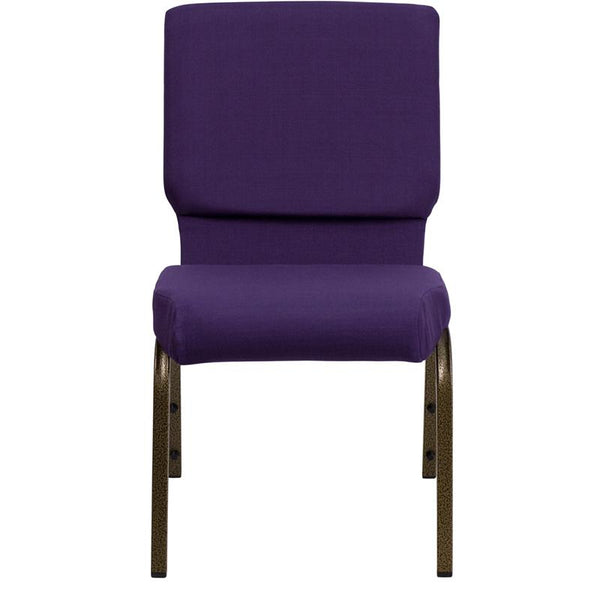 Flash Furniture HERCULES Series 18.5''W Stacking Church Chair in Royal Purple Fabric - Gold Vein Frame - FD-CH02185-GV-ROY-GG