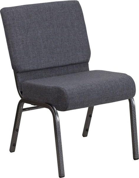 Flash Furniture HERCULES Series 21''W Church Chair in Dark Gray Fabric - Silver Vein Frame - FD-CH0221-4-SV-DKGY-GG