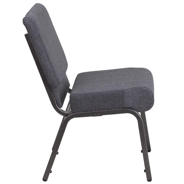 Flash Furniture HERCULES Series 21''W Church Chair in Dark Gray Fabric - Silver Vein Frame - FD-CH0221-4-SV-DKGY-GG