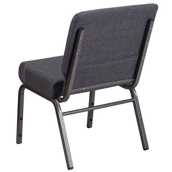 Flash Furniture HERCULES Series 21''W Church Chair in Dark Gray Fabric - Silver Vein Frame - FD-CH0221-4-SV-DKGY-GG