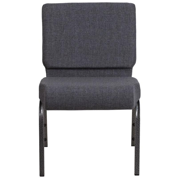 Flash Furniture HERCULES Series 21''W Church Chair in Dark Gray Fabric - Silver Vein Frame - FD-CH0221-4-SV-DKGY-GG