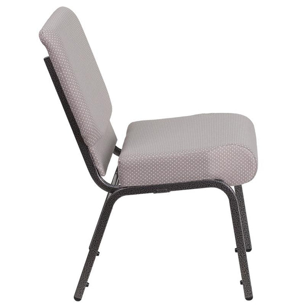 Flash Furniture HERCULES Series 21''W Church Chair in Gray Dot Fabric - Silver Vein Frame - FD-CH0221-4-SV-GYDOT-GG